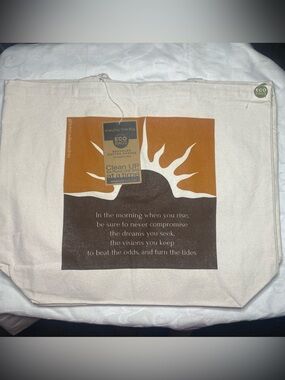 NWT (3) Ecobags Recycled Canvas Tote - Large Gusset - Custom Print Sunrise Quote